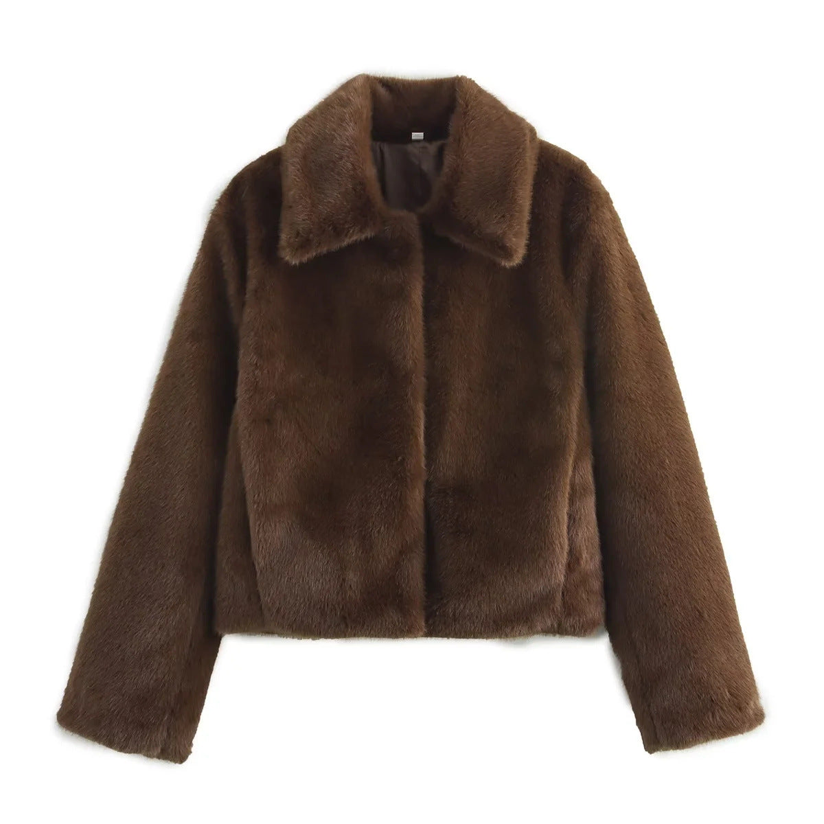 WW | Damen Pelzmantel mit klassischem Kragen und elegantem Silhouette