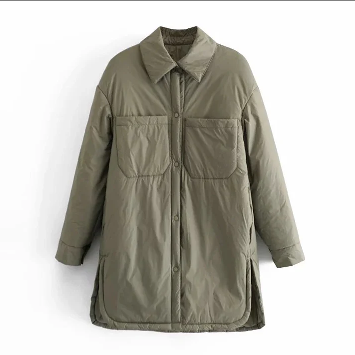 WW | Damen Winterjacke mit langen Ärmeln und Knopfverschluss