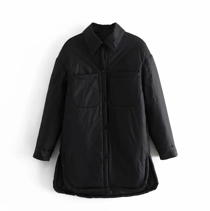 WW | Damen Winterjacke mit langen Ärmeln und Knopfverschluss