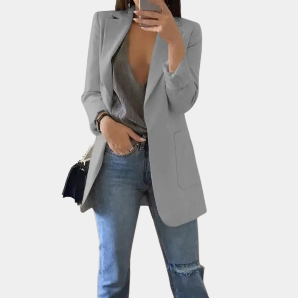 WW | Klassisch Offene Front Langer Blazer Für Damen