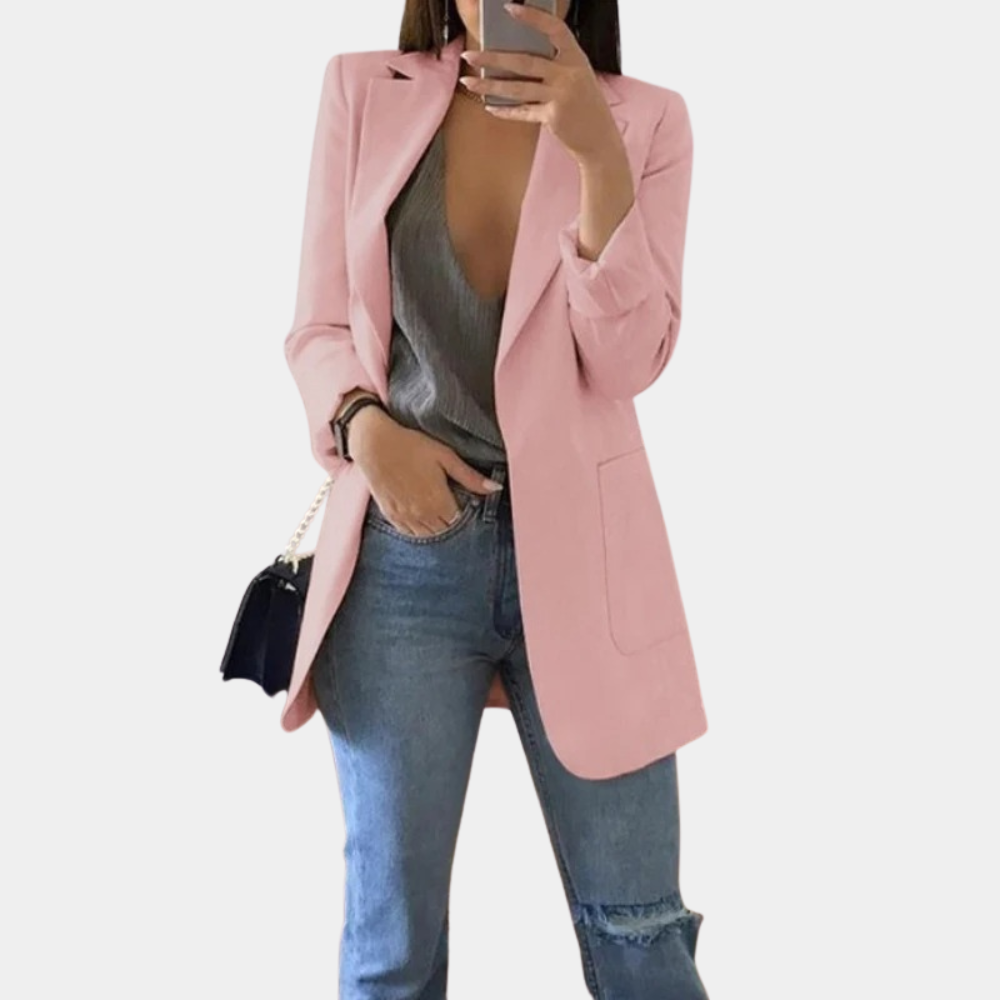 WW | Klassisch Offene Front Langer Blazer Für Damen