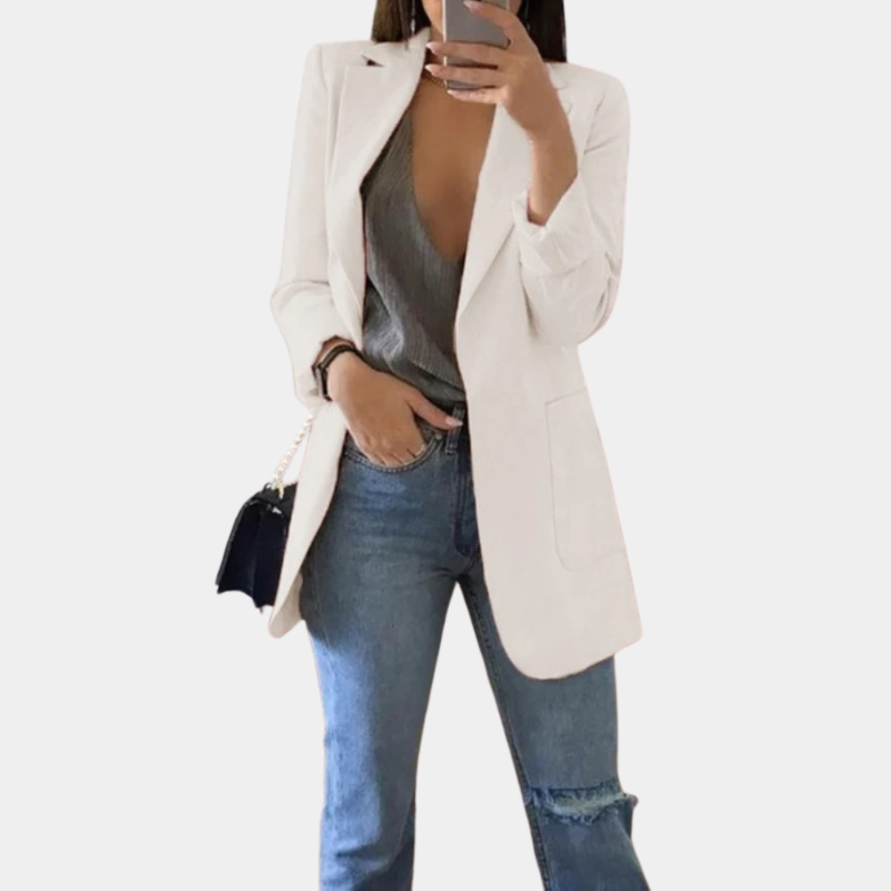 WW | Klassisch Offene Front Langer Blazer Für Damen