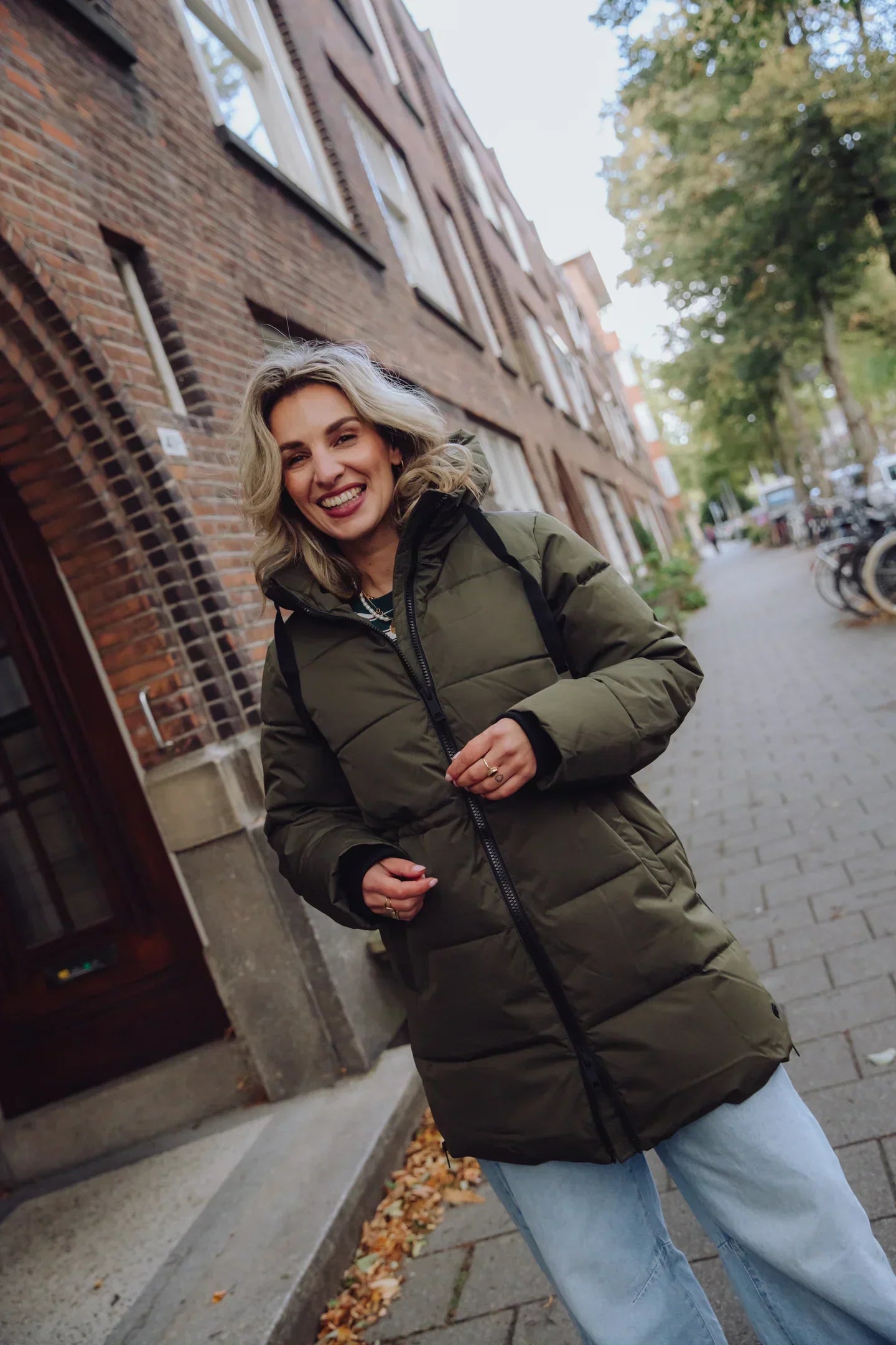WW | Futter mit Kapuze Halblang Pufferjacke Winterjacke für Damen
