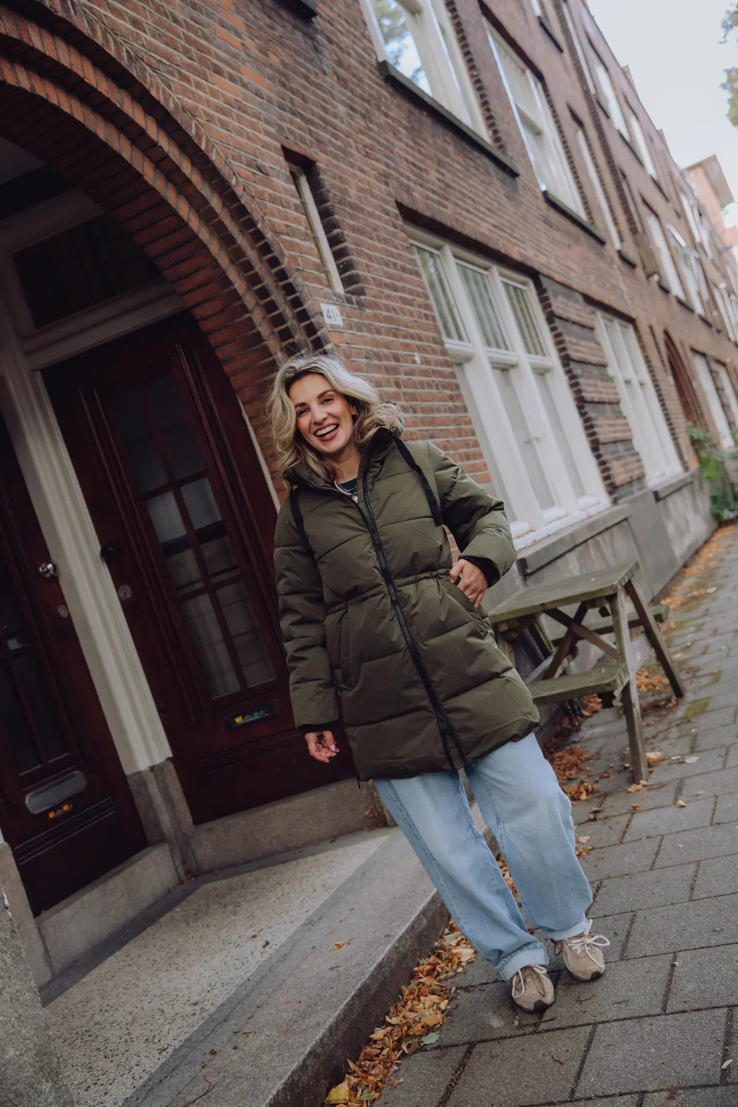 WW | Futter mit Kapuze Halblang Pufferjacke Winterjacke für Damen