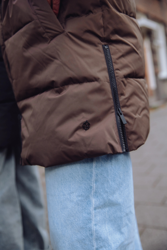 WW | Futter mit Kapuze Halblang Pufferjacke Winterjacke für Damen