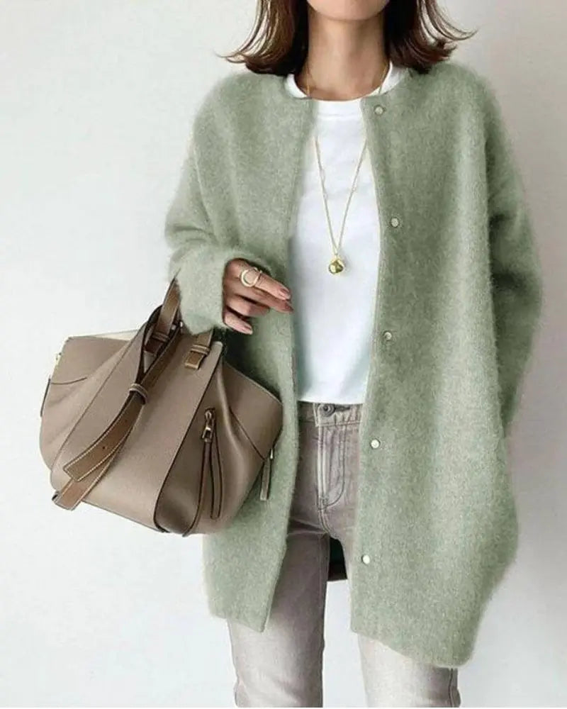 WW | Übergröße Gestrickt Langer Strickjacke Gestrickte Damenmode