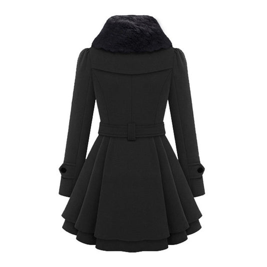 WW | Doppelreiher Gürtel Prinzessinnenjacke Wintertrenchcoat