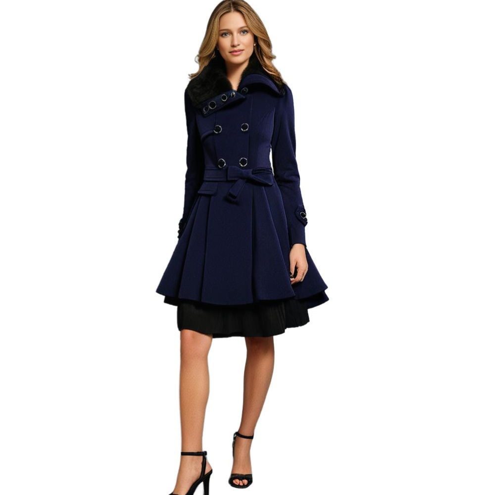 WW | Doppelreiher Gürtel Prinzessinnenjacke Wintertrenchcoat