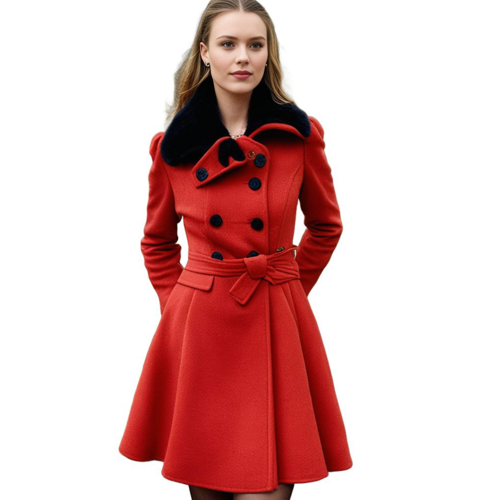 WW | Doppelreiher Gürtel Prinzessinnenjacke Wintertrenchcoat