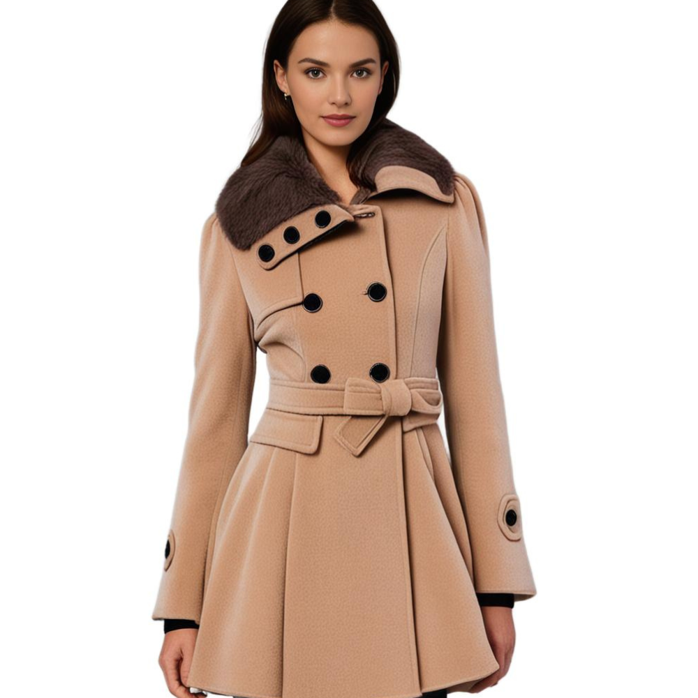 WW | Doppelreiher Gürtel Prinzessinnenjacke Wintertrenchcoat
