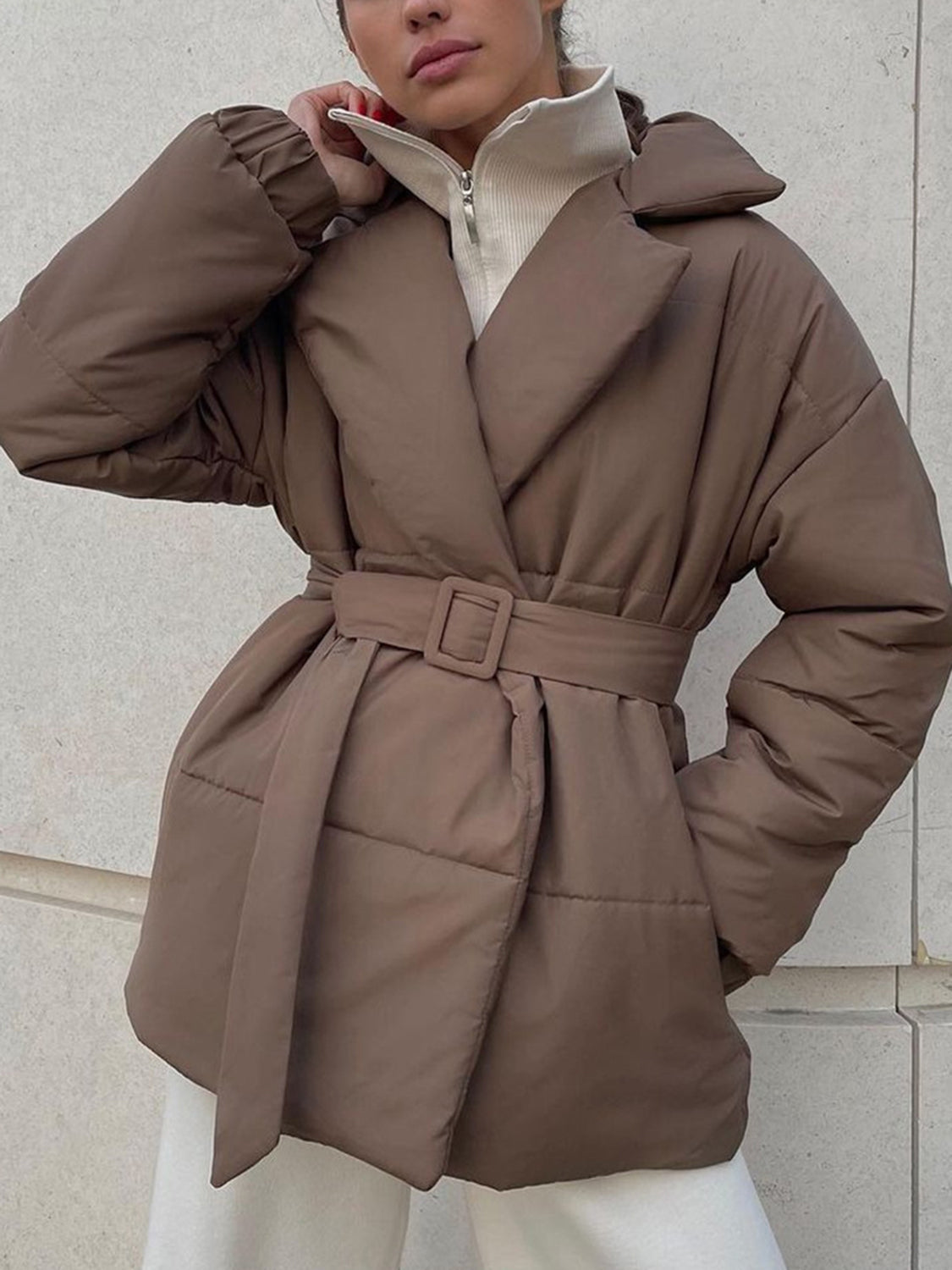 WW | Übergröße Gürtel Gepolsterte Jacke Daunenjacke