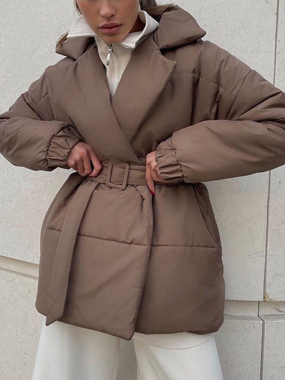 WW | Übergröße Gürtel Gepolsterte Jacke Daunenjacke