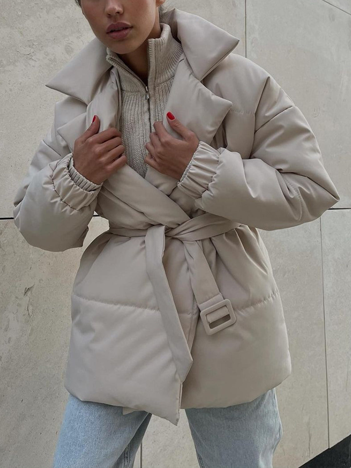 WW | Übergröße Gürtel Gepolsterte Jacke Daunenjacke