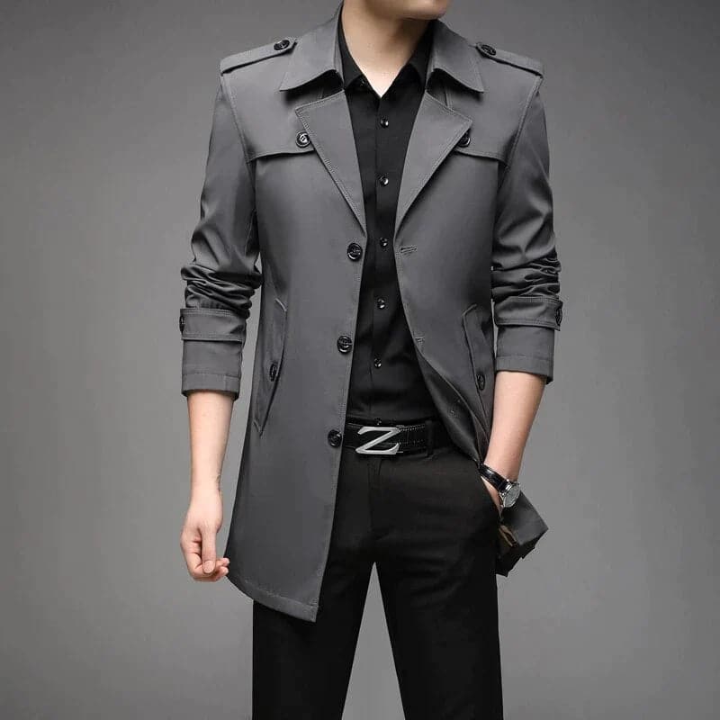 WW | Trenchcoat Klassischer Schnitt Mittlere Länge Doppelreiher Verstellbare Ärmel