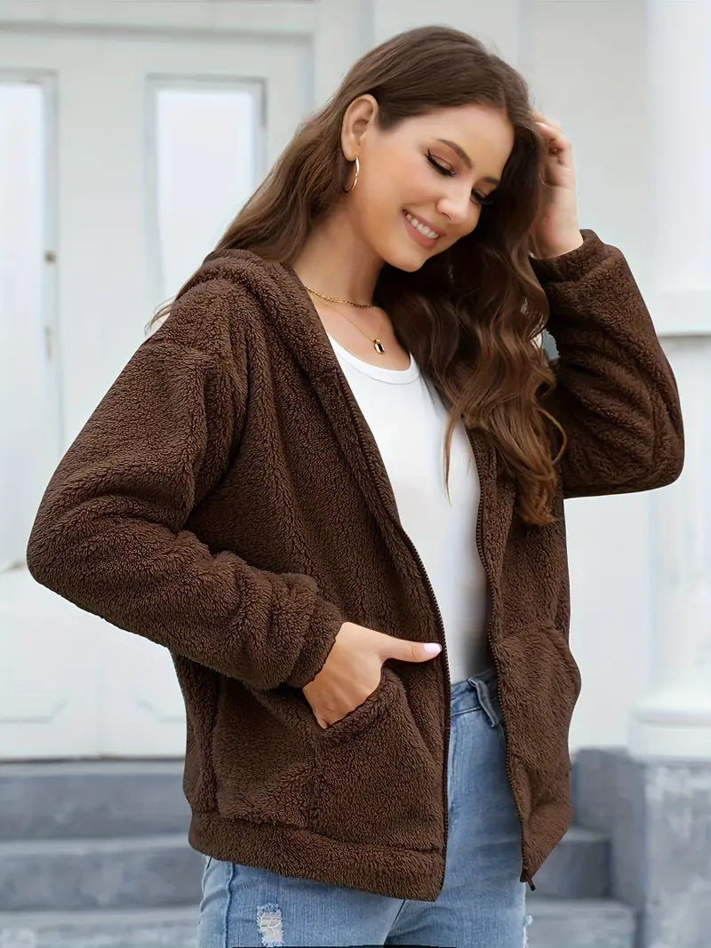 WW | Fleece-Winterjacke für Damen mit Kapuze