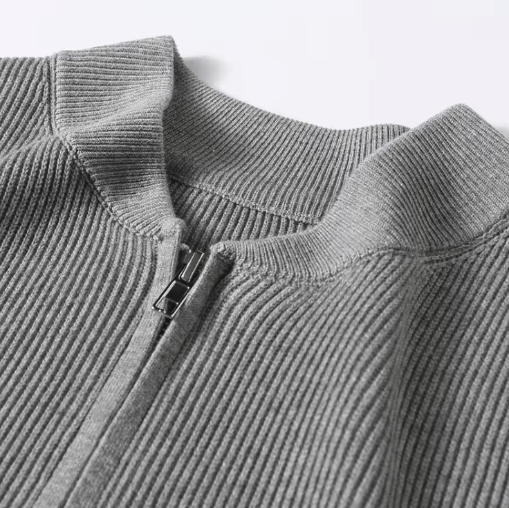 WW | Ribbed Cardigan Zipper Design Classic And Stylish