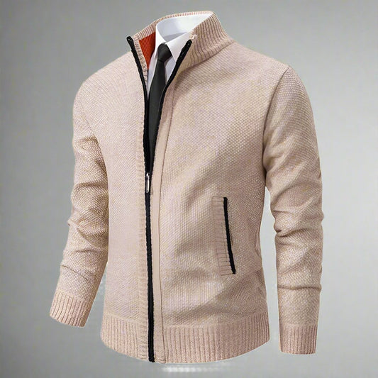 WW | Cardigan Zipper High Collar Slim Fit Ribbed Cuffs