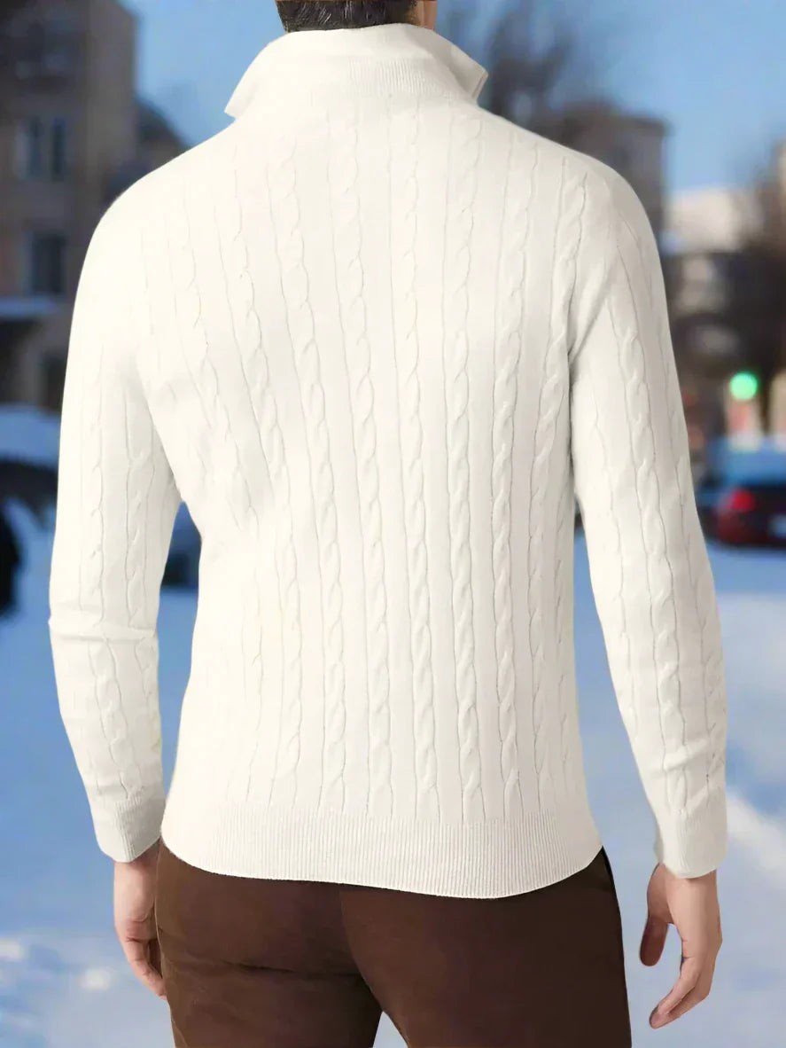 WW | Cable Knit Wool Blend Regular Fit Half-Zip High Neck
