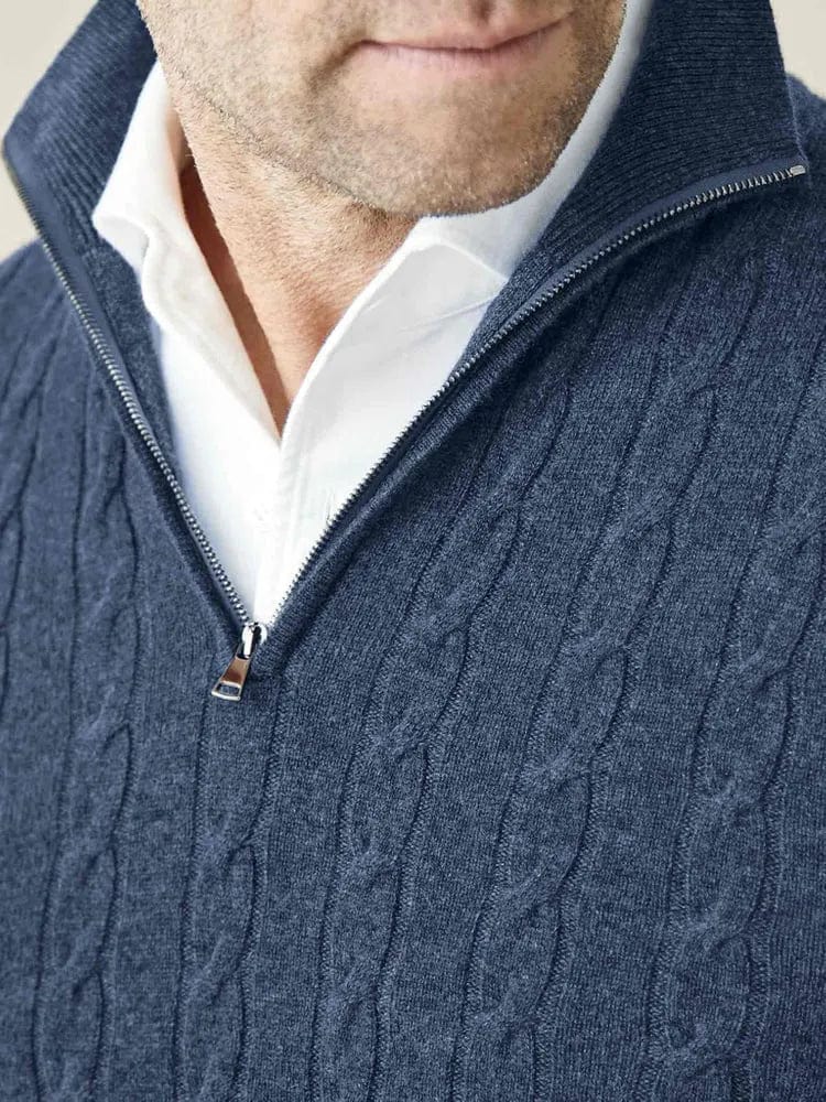 WW | Cable Knit Wool Blend Regular Fit Half-Zip High Neck