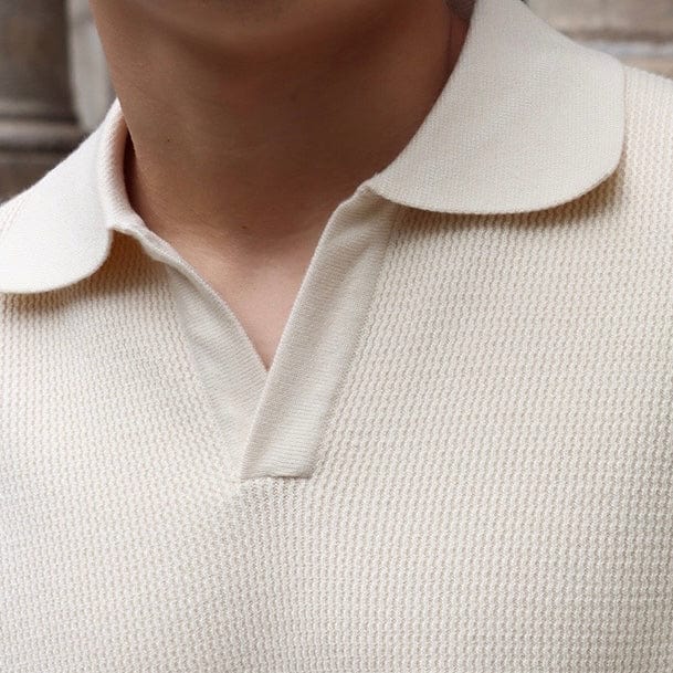 WW | Knitted Sweater Polo Collar V-Neck Long Sleeve Comfortable Fit