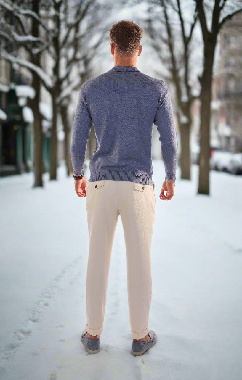 WW | Polo Sweater Wool Blend Regular Fit Long Sleeve With Ribbed Cuffs