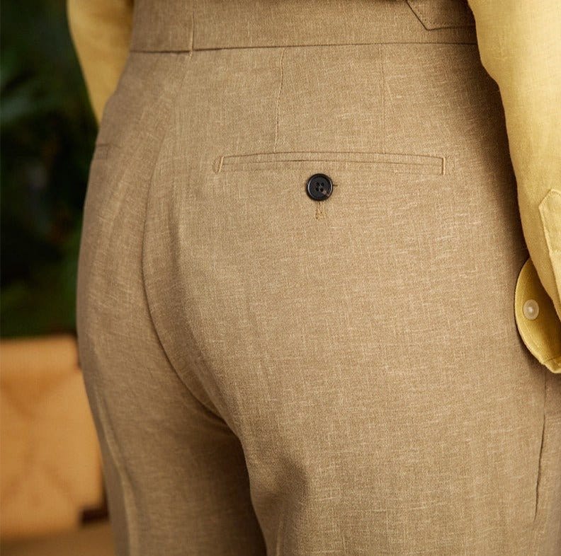 WW | Classic Fit High Waist Pleated Details Cuffed Hem Wool Blend