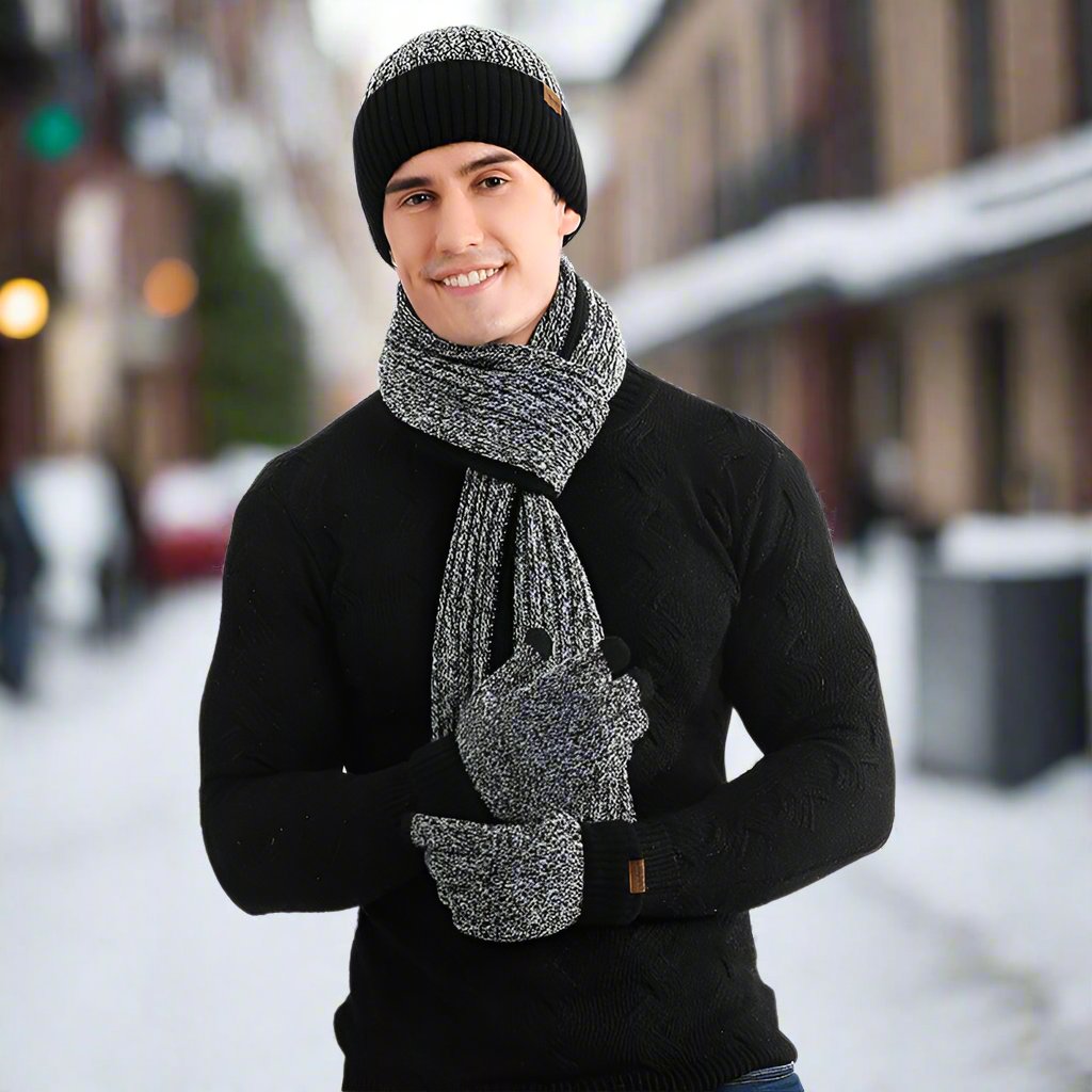 WW | Knitted Hat And Scarf Soft And Warm Ribbed Elastic Material