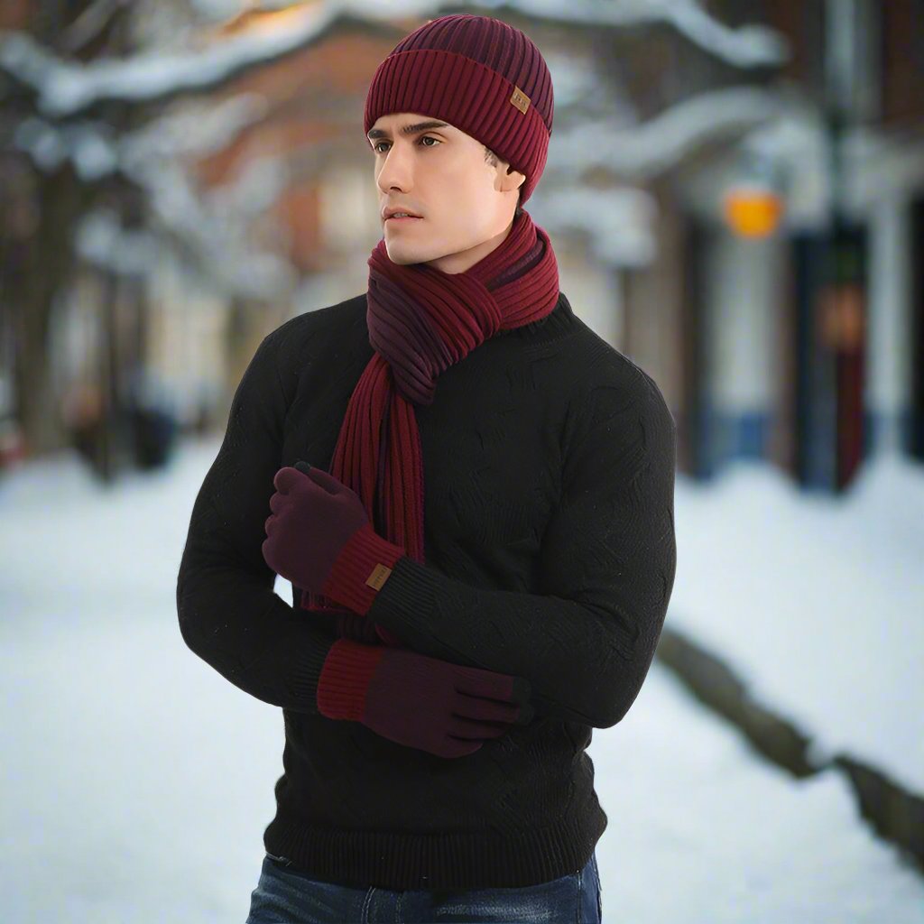 WW | Knitted Hat And Scarf Soft And Warm Ribbed Elastic Material