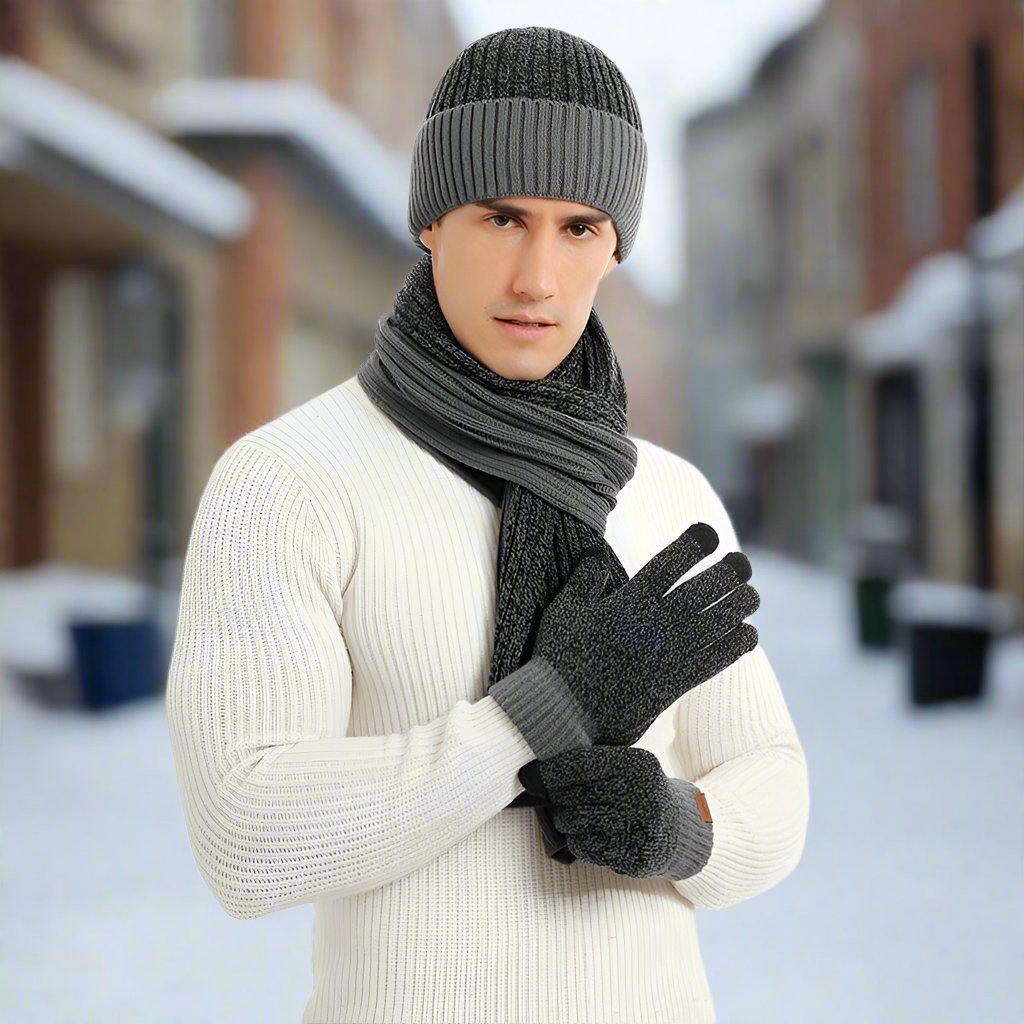 WW | Knitted Hat And Scarf Soft And Warm Ribbed Elastic Material