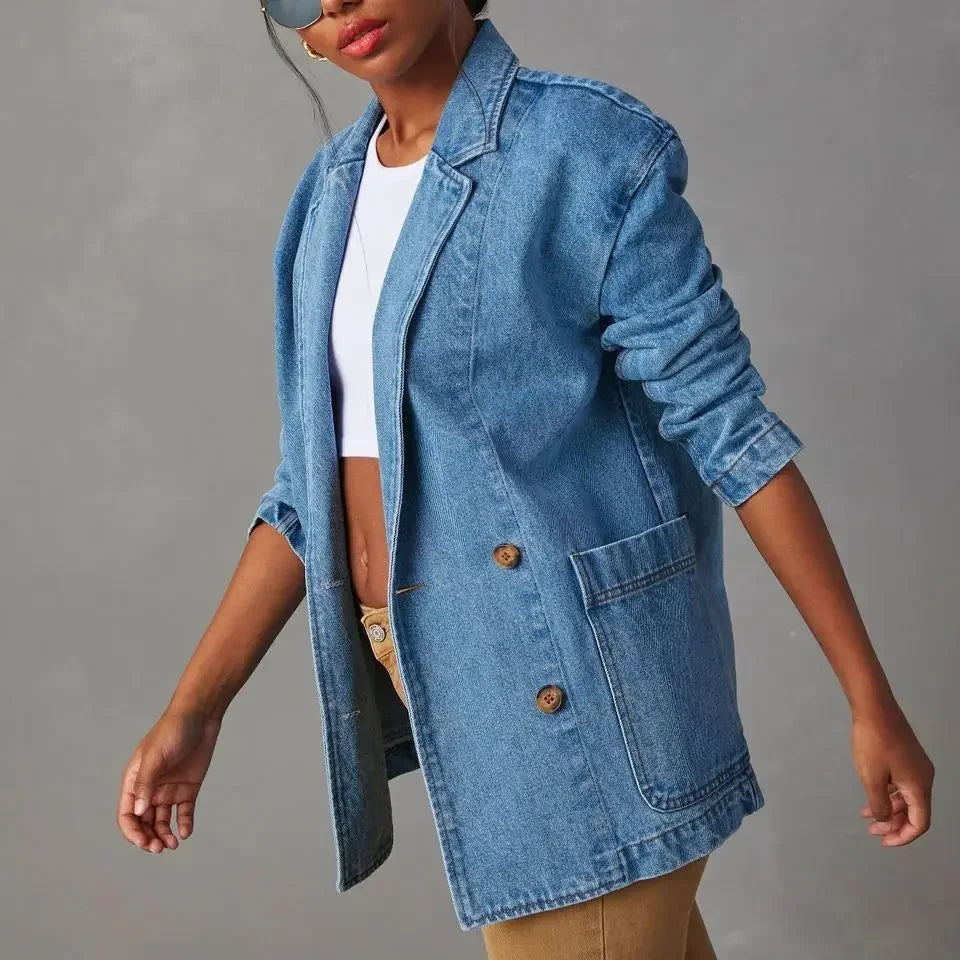 WW | Blazer Lockere Passform Lang Jacke Damenbekleidung