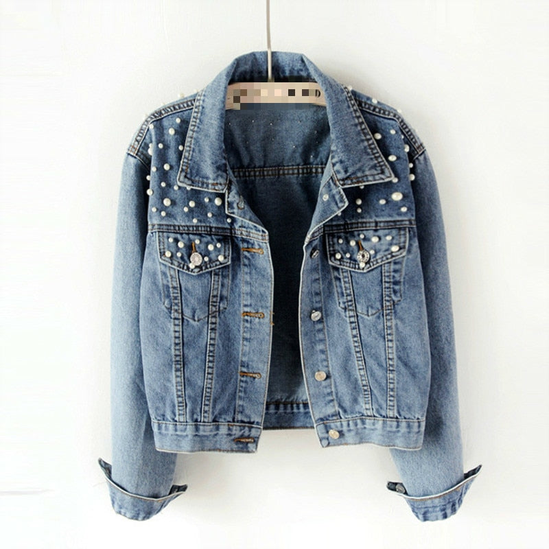 WW | Jacke Perlen Reguläre Passform Jacke mit Perlen Denimwear Damenjacke