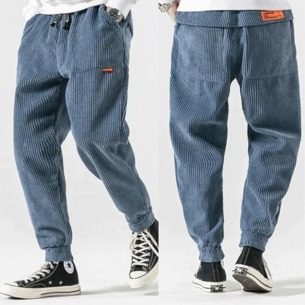 WW | Corduroy Joggers with Drawstring - Loose-fitting Casual Trousers in Streetwear Style with Cuffs & Side Pockets