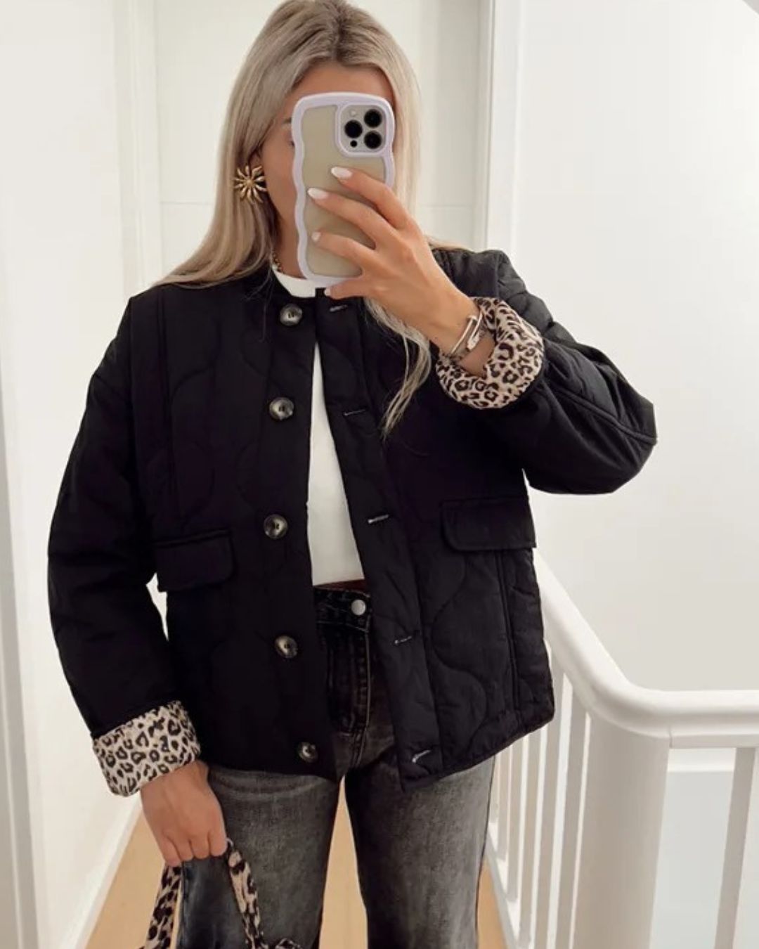 WW | Trendy Jacket with Leopard Lining