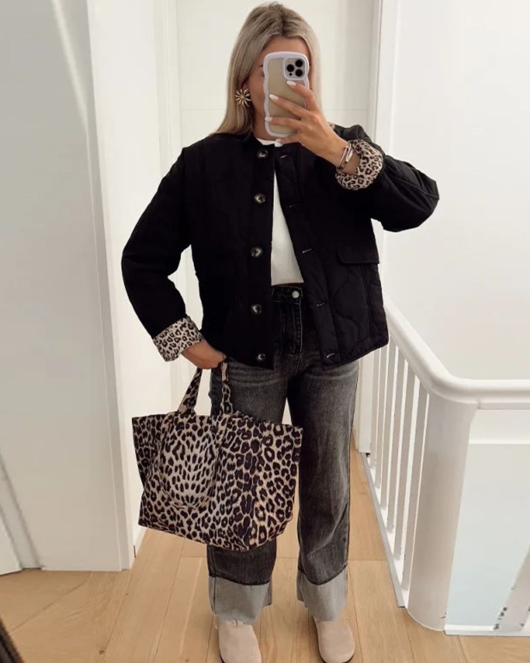 WW | Trendy Jacket with Leopard Lining