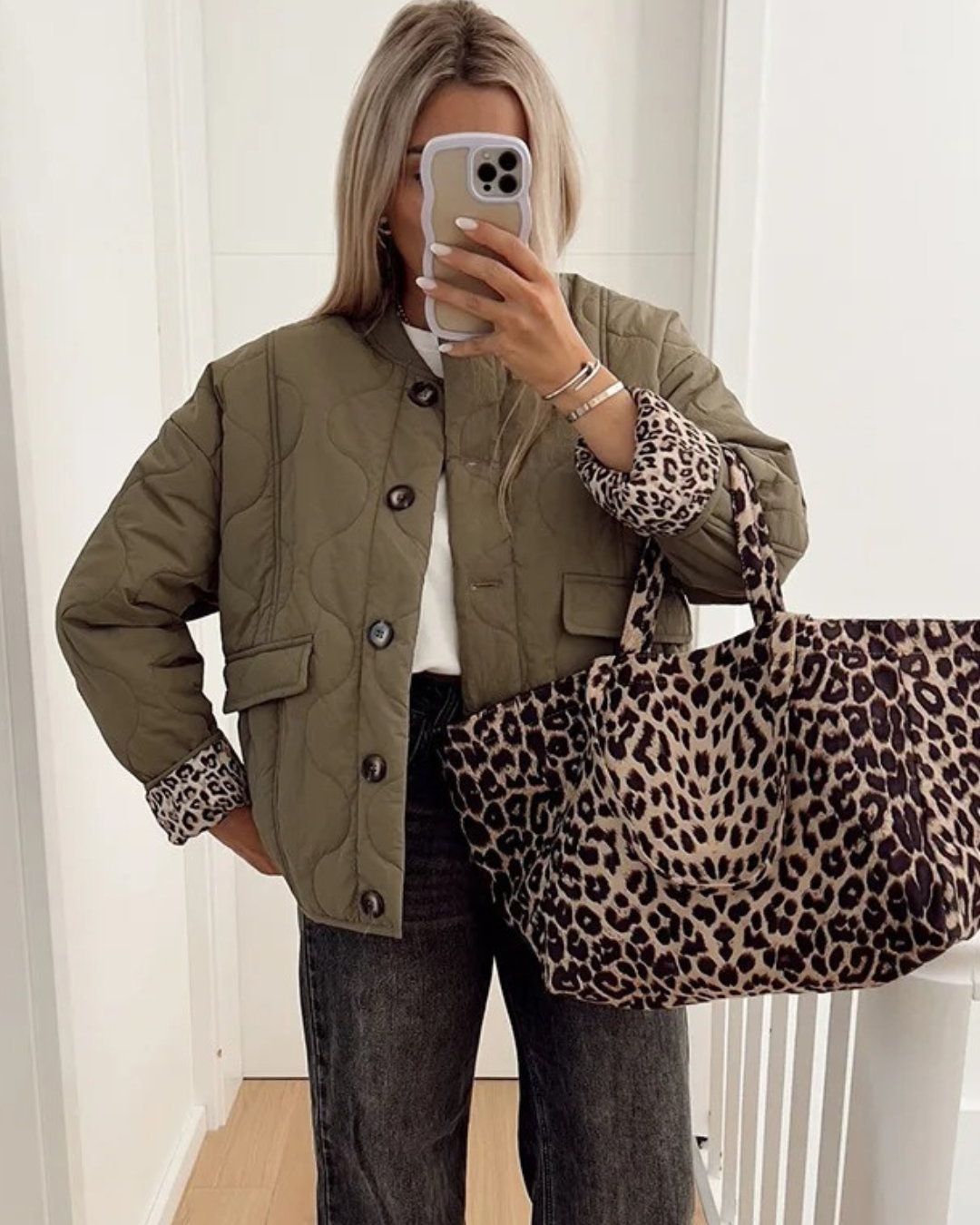 WW | Trendy Jacket with Leopard Lining