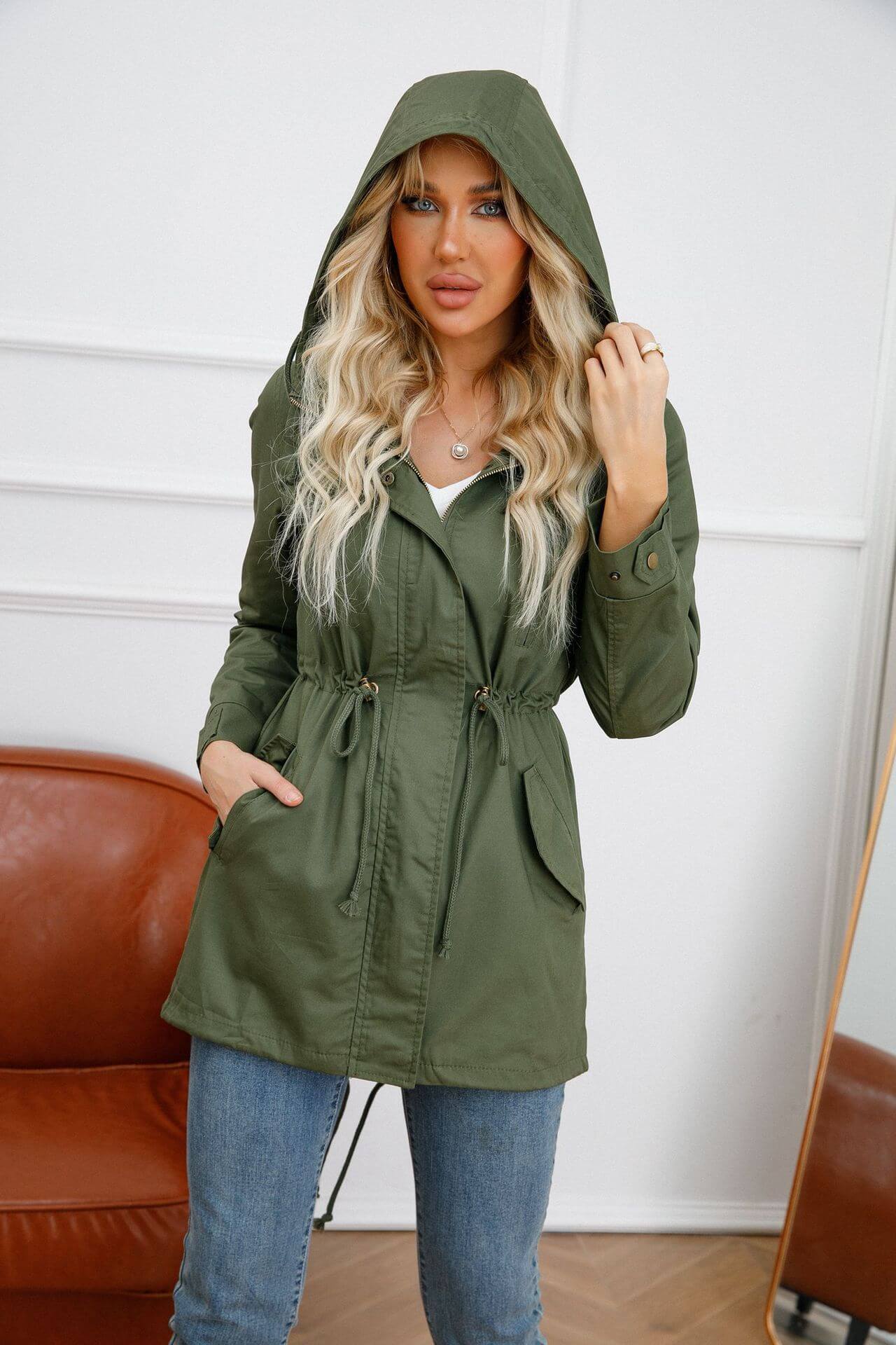 WW | Hooded Parka Jacke - Verstellbare Taille - Wasserabweisender Stoff - Alltag Casual