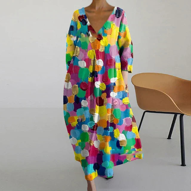 WW | Elegantes Farbenfrohes Sommerkleid mit Print