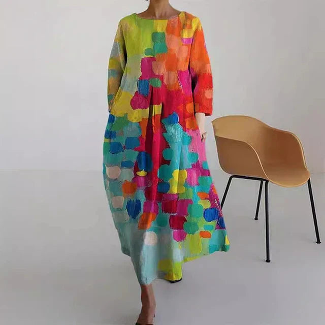 WW | Elegantes Farbenfrohes Sommerkleid mit Print