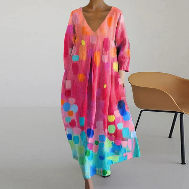 WW | Elegantes Farbenfrohes Sommerkleid mit Print