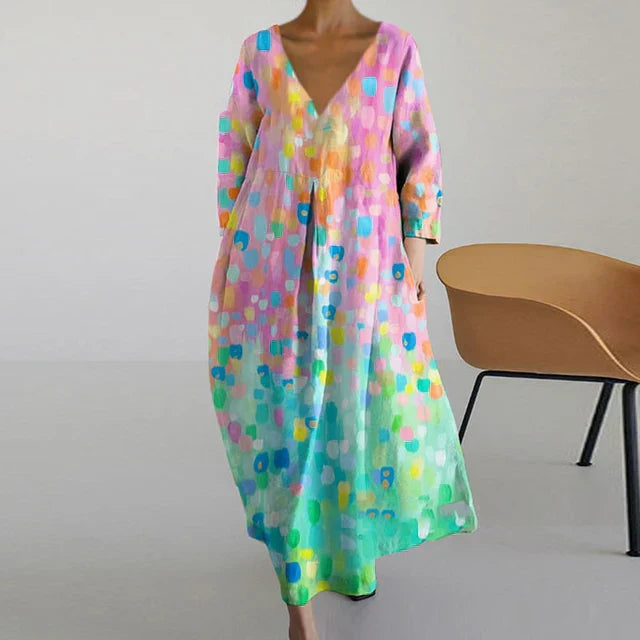 WW | Elegantes Farbenfrohes Sommerkleid mit Print