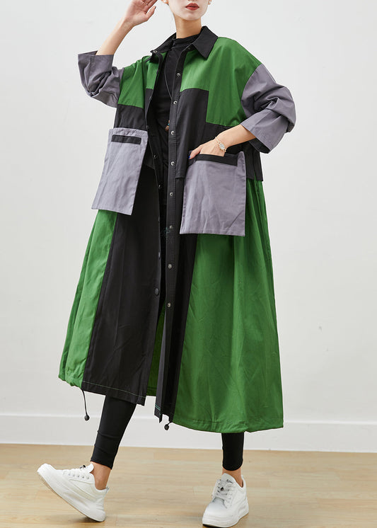 WW | Grüne Übergröße Patchwork Taschen Baumwolle Mäntel