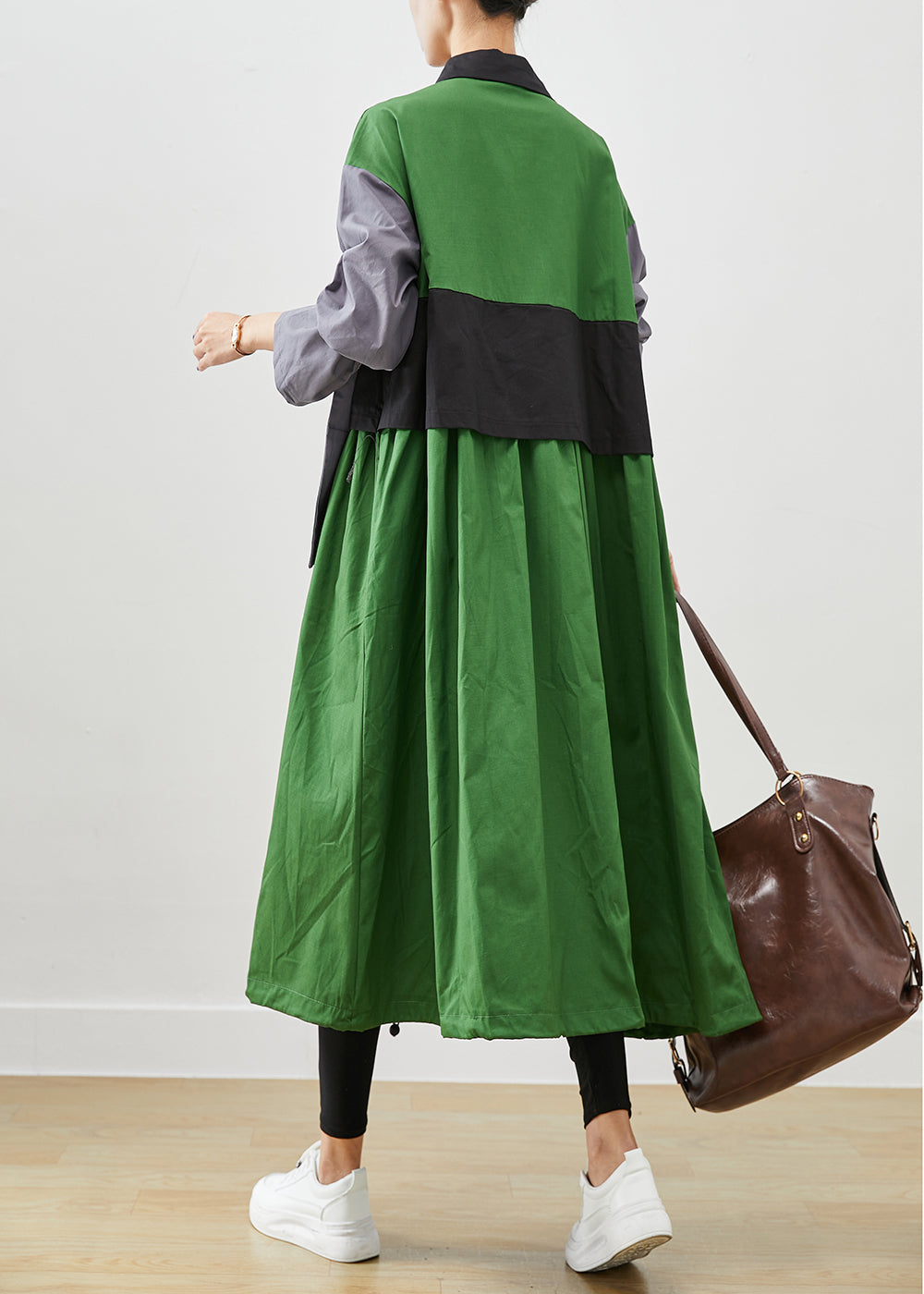WW | Green Oversized Patchwork Pocket Cotton Coats
