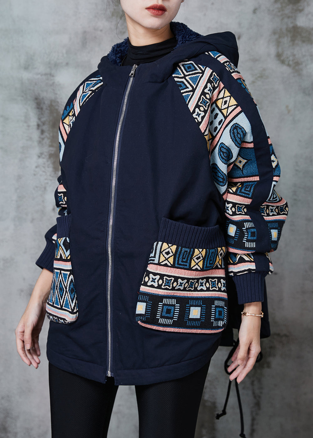 WW | Marine Oversized Printed Fine Cotton-Filled Winter Jackets