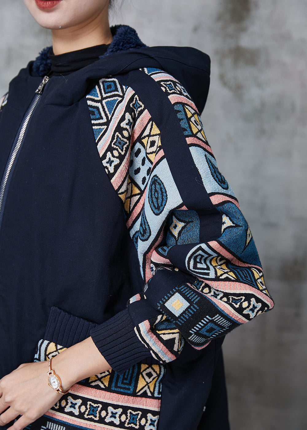 WW | Marine Oversized Printed Fine Cotton-Filled Winter Jackets