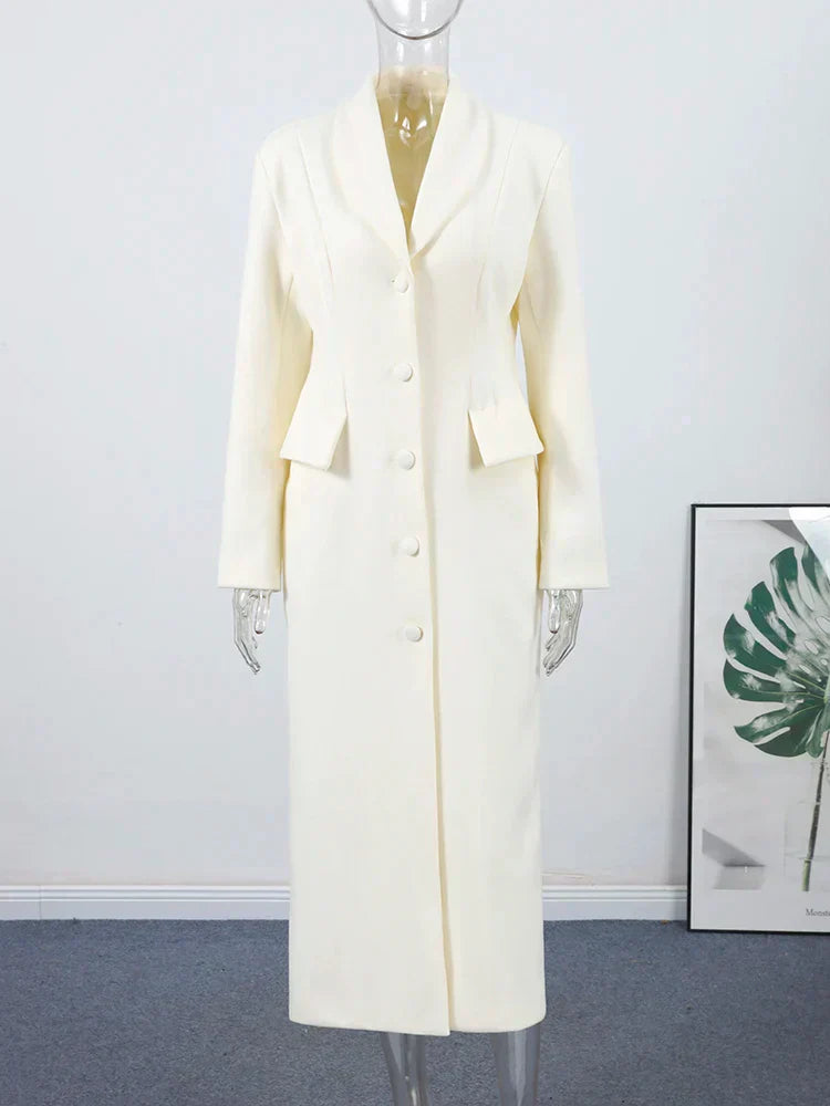 WW | Women's Coat - Elegant wool coat with a classic lapel collar and warm lining for autumn and winter