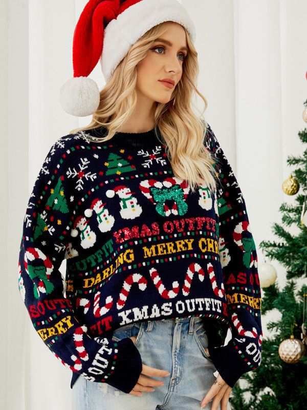 WW | Falscher Weihnachtspullover Damen - Gebautes Festmuster