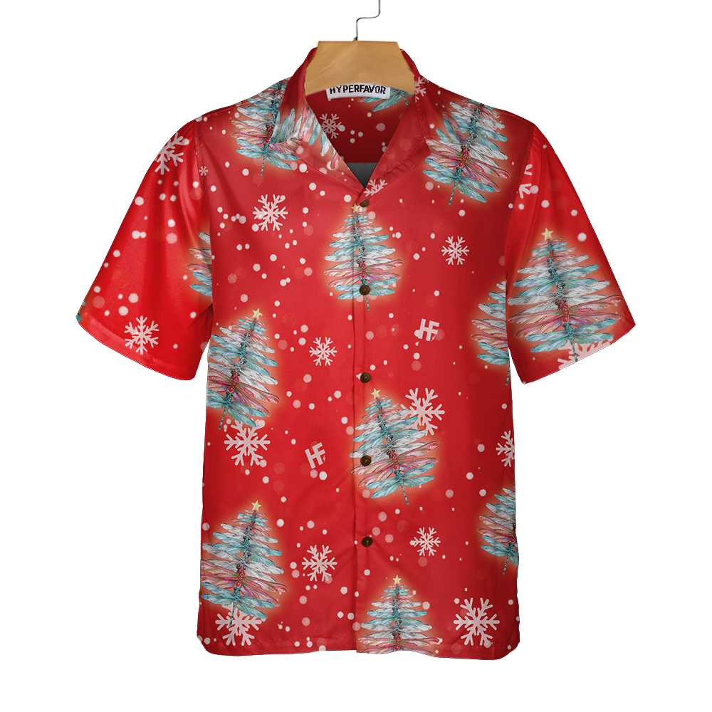 WW | Libelleförmiges Weihnachtsbaum Shirt, Weihnachts-Hawaiian-Shirt