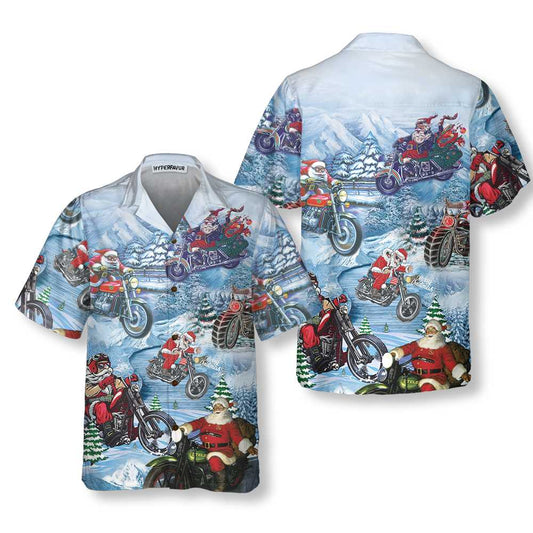 WW | Riding with Santa on Christmas Hawaiian Shirt, Motorcycle Christmas Shirt, Best Gift For Christmas