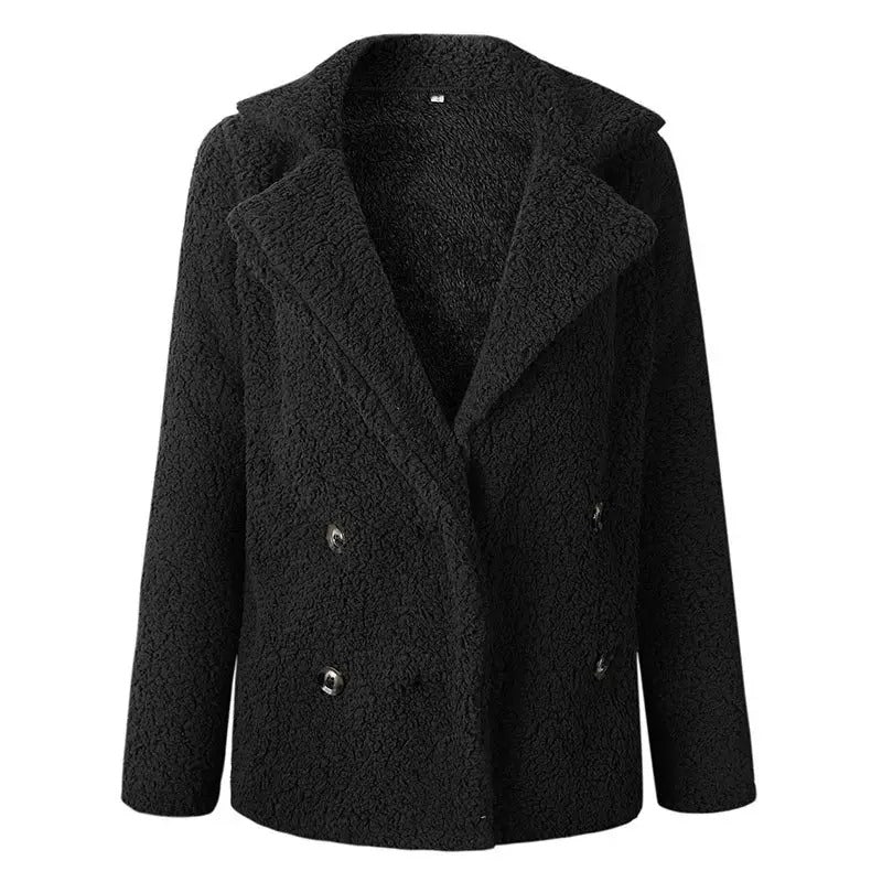 WW | Damen Kurze Teddyjacke mit Reverskragen