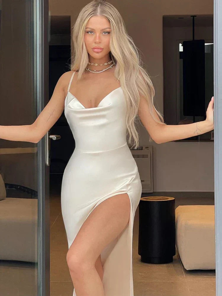 WW | Rückenfreies Satin Kleid für Damen